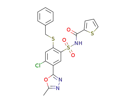 2-benzylthio-4-chloro-5-(5-methyl-1,3,4-oxadiazol-2-yl)-N-(thien-2-ylcarbonyl)benzenesulfonamide