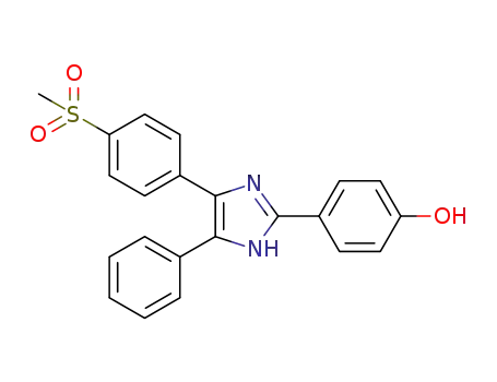 Molecular Structure of 1326723-23-2 (2-(4-hydroxyphenyl)-4-(4-methylsulfonylphenyl)-5-phenyl-1H-imidazole)
