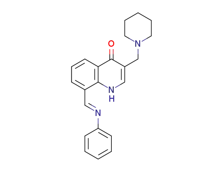 (E)-8-((phenylimino)methyl)-3-(piperidin-1-ylmethyl)quinolin-4(1H)-one