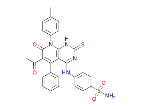 4-[(6-Acetyl-8-(4-methylphenyl)-7-oxo-5-phenyl-2-thioxo-1,2,7,8-tetrahydropyrido[2,3-d]pyrimidin-4-yl)amino]benzenesulfonamide