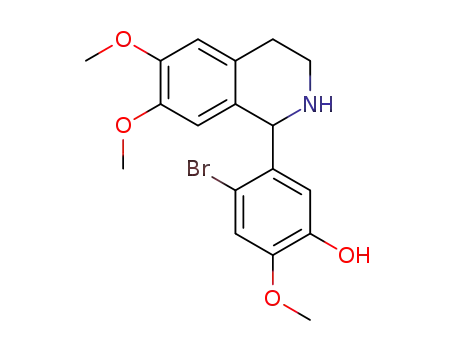 Molecular Structure of 1429257-21-5 (1-(6-bromo-3-hydroxy-4-methoxyphenyl)-6,7-dimethoxy-1,2,3,4-tetrahydroisoquinoline)