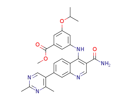 methyl 3-((3-carbamoyl-7-(2,4-dimethylpyrimidin-5-yl)quinolin-4-yl)amino)-5-isopropoxybenzoic acid
