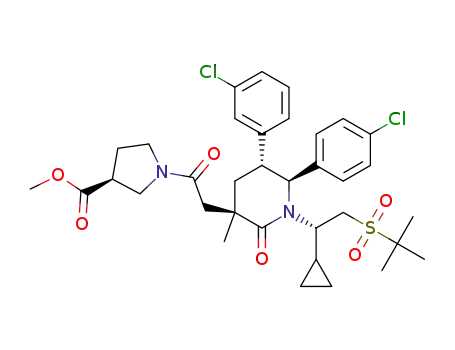 methyl (S)-1-(2-((3R,5R,6S)-1-((S)-2-(tert-butylsulfonyl)-1-cyclopropylethyl)-5-(3-chlorophenyl)-6-(4-chlorophenyl)-3-methyl-2-oxopiperidin-3-yl)acetyl)pyrrolidine-3-carboxylate