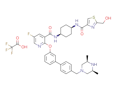 N-((1s,4s)-4-(2-(4'-(((3S,5R)-3,5-dimethylpiperazin-1-yl)methyl)biphenyl-3-yloxy)-5-fluoronicotinamido)cyclohexyl)-2-(hydroxymethyl)thiazole-4-carboxamide trifluoroacetic acid salt