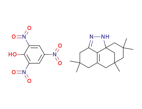 Molecular Structure of 129609-98-9 (4,4,7,9,9-pentamethyl-1,3,4,5,6,7,8,9,10,10a-decahydro-7,10a-methanocycloocta<c,d>indazole mono-picrate)