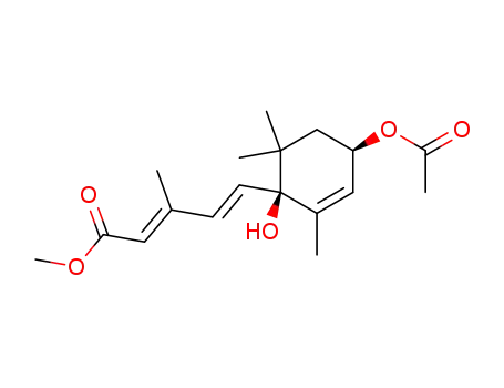 (+)-(1'S,4'R)-5-(4'-Acetoxy-1'-hydroxy-2',6',6'-trimethylcyclohex-2-enyl)-3-methylpenta-2',4'-diensaeure-methylester