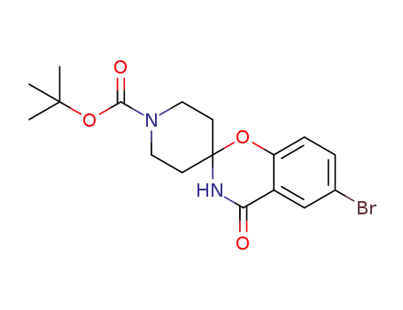 Molecular Structure of 690632-05-4 (TERT-BUTYL 6-BROMO-4-OXO-3,4-DIHYDRO-1'H-SPIRO[1,3-BENZOXAZINE-2,4'-PIPERIDINE]-1'-CARBOXYLATE)