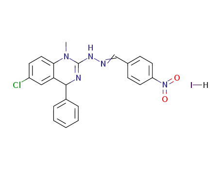 6-Chloro-1-methyl-2-<2-(4-nitrobenzylidene)-hydrazino>-4-phenyl-1H-1,4-dihydroquinazoline hydroiodide