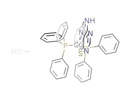 [Cu(κ<sup>2</sup>-N<sup>7</sup>,S-(1,9-dihydro-purine-6-thione(-1H)))(triphenylphosphine)2] methanol solvate
