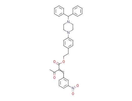 Molecular Structure of 133743-70-1 (2-[1-(3-Nitro-phenyl)-meth-(Z)-ylidene]-3-oxo-butyric acid 2-[4-(4-benzhydryl-piperazin-1-yl)-phenyl]-ethyl ester)