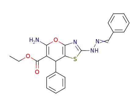 5-amino-2-(<i>N</i>'-benzylidene-hydrazino)-7-phenyl-7<i>H</i>-pyrano[2,3-<i>d</i>]thiazole-6-carboxylic acid ethyl ester