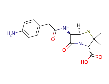 Molecular Structure of 2510-42-1 ((6R)-6α-[(4-Aminophenyl)acetylamino]penicillanic acid)