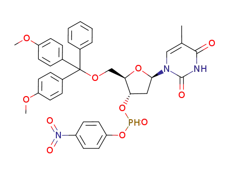 Molecular Structure of 260262-61-1 (4-Nitrophenyl 5'-O-dimethoxytritylthymidin-3'-yl phosphonate)