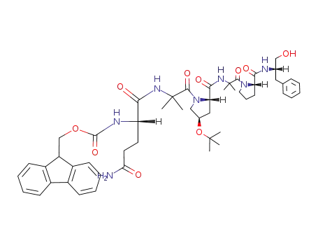 Molecular Structure of 324764-15-0 ({1-[2-(4-<i>tert</i>-butoxy-2-{2-[2-(1-hydroxymethyl-2-phenyl-ethylcarbamoyl)-pyrrolidin-1-yl]-1,1-dimethyl-2-oxo-ethylcarbamoyl}-pyrrolidin-1-yl)-1,1-dimethyl-2-oxo-ethylcarbamoyl]-3-carbamoyl-propyl}-carbamic acid 9<i>H</i>-fluoren-9-ylmethyl ester)