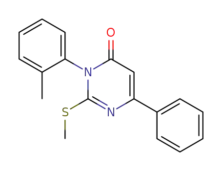 Molecular Structure of 89069-47-6 (4(3H)-Pyrimidinone, 3-(2-methylphenyl)-2-(methylthio)-6-phenyl-)