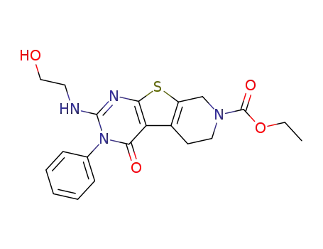 ethyl 2-(2-hydroxyethylamino)-4-oxo-3-phenyl-3,4,5,8-tetrahydropyrido[4',3':4,5]thieno[2,3-d]pyrimidine-7(6H)-carboxylate