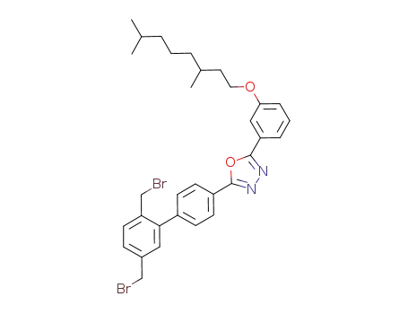 Molecular Structure of 955935-14-5 (2-{4-[2,5-bis(bromomethyl)phenyl]phenyl}-5-[3-(3,7-dimethyloctyloxy)phenyl]-1,3,4-oxadiazole)