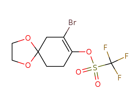 Molecular Structure of 654667-52-4 (Methanesulfonic acid, trifluoro-,
7-bromo-1,4-dioxaspiro[4.5]dec-7-en-8-yl ester)