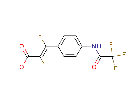 Molecular Structure of 61855-62-7 (2-Propenoic acid, 2,3-difluoro-3-[4-[(trifluoroacetyl)amino]phenyl]-,
methyl ester, (E)-)
