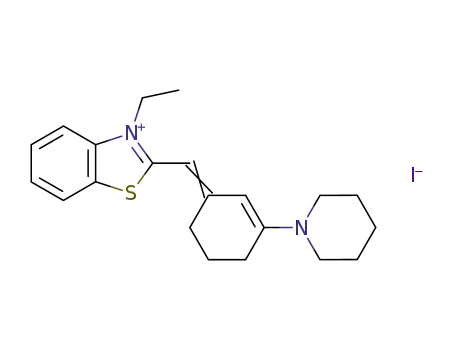 Molecular Structure of 88544-38-1 (Benzothiazolium,
3-ethyl-2-[[3-(1-piperidinyl)-2-cyclohexen-1-ylidene]methyl]-, iodide)