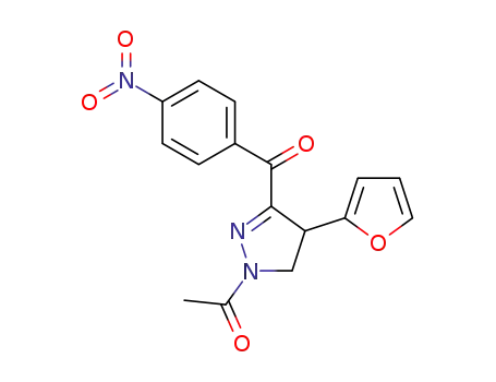 Molecular Structure of 61833-82-7 (1H-Pyrazole, 1-acetyl-4-(2-furanyl)-4,5-dihydro-3-(4-nitrobenzoyl)-)