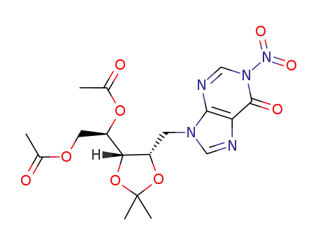 acetic acid 2-acetoxy-1-[2,2-dimethyl-5-(1-nitro-6-oxo-1,6-dihydro-purin-9-ylmethyl)-[1,3]dioxolan-4-yl]-ethyl ester
