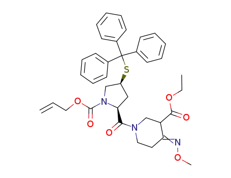 1-((2S,4S)-1-Allyloxycarbonyl-4-tritylsulfanyl-pyrrolidine-2-carbonyl)-4-[(Z)-methoxyimino]-piperidine-3-carboxylic acid ethyl ester