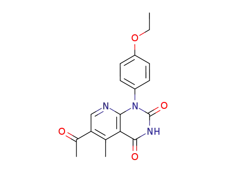 Molecular Structure of 110152-83-5 (6-acetyl-1-(4-ethoxy-phenyl)-5-methyl-1<i>H</i>-pyrido[2,3-<i>d</i>]pyrimidine-2,4-dione)