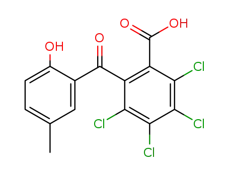 Molecular Structure of 62025-07-4 (Benzoic acid, 2,3,4,5-tetrachloro-6-(2-hydroxy-5-methylbenzoyl)-)