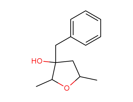 Molecular Structure of 132465-76-0 (3-Benzyl-2,5-dimethyl-tetrahydro-furan-3-ol)