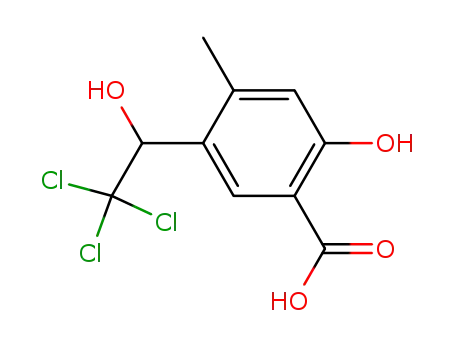 Molecular Structure of 876473-62-0 (2-hydroxy-4-methyl-5-(2,2,2-trichloro-1-hydroxy-ethyl)-benzoic acid)
