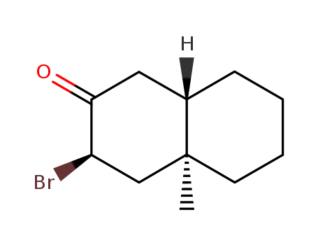 Molecular Structure of 21794-03-6 (2(1H)-Naphthalenone, 3-bromooctahydro-4a-methyl-, (3alpha,4abeta,8aalp ha)-)
