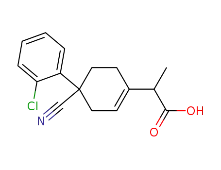 Molecular Structure of 37416-30-1 (2-[4-(2-Chloro-phenyl)-4-cyano-cyclohex-1-enyl]-propionic acid)