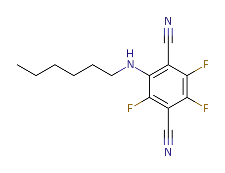 Molecular Structure of 67205-68-9 (2,3,5-trifluoro-6-(hexylamino)benzene-1,4-dicarbonitrile)