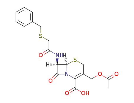 Molecular Structure of 26919-59-5 ((6R,7R)-3-[(acetyloxy)methyl]-7-{[(benzylsulfanyl)acetyl]amino}-8-oxo-5-thia-1-azabicyclo[4.2.0]oct-2-ene-2-carboxylic acid)