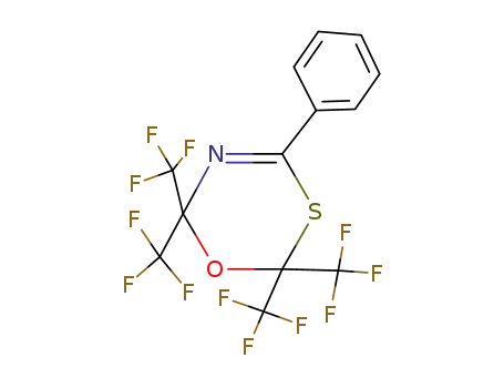 Molecular Structure of 57014-91-2 (6H-1,3,5-Oxathiazine, 4-phenyl-2,2,6,6-tetrakis(trifluoromethyl)-)