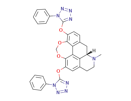 (<i>S</i>)-5-methyl-1,9-bis-(1-phenyl-1<i>H</i>-tetrazol-5-yloxy)-4,5,5a,6-tetrahydro-3<i>H</i>-10,12-dioxa-5-aza-benzo[<i>jk</i>]cyclohepta[<i>def</i>]phenanthrene