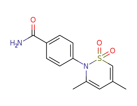 Molecular Structure of 39116-06-8 (4-(3,5-dimethyl-1,1-dioxo-1<i>H</i>-λ<sup>6</sup>-[1,2]thiazin-2-yl)-benzamide)