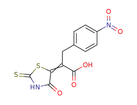 Molecular Structure of 22900-97-6 (3-(4-nitro-phenyl)-2-(4-oxo-2-thioxo-thiazolidin-5-ylidene)-propionic acid)