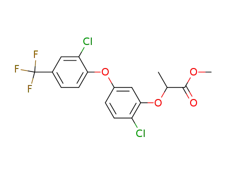 Molecular Structure of 62915-69-9 (Propanoic acid,
2-[2-chloro-5-[2-chloro-4-(trifluoromethyl)phenoxy]phenoxy]-, methyl
ester)