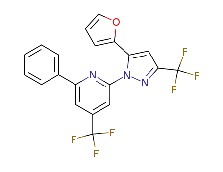 Molecular Structure of 22123-05-3 (2-(5-furan-2-yl-3-trifluoromethyl-pyrazol-1-yl)-6-phenyl-4-trifluoromethyl-pyridine)