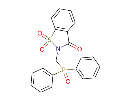 Molecular Structure of 54553-18-3 (2-(diphenylphosphinoyl-methyl)-1,1-dioxo-1,2-dihydro-1λ<sup>6</sup>-benzo[<i>d</i>]isothiazol-3-one)