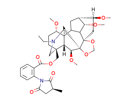 Aconitane-4-methanol,20-ethyl-1,6,14,16-tetramethoxy-7,8-[methylenebis(oxy)]-,4-[2-[(3S)-3-methyl-2,5-dioxo-1-pyrrolidinyl]benzoate], (1a,6b,14a,16b)- cas  26000-16-8