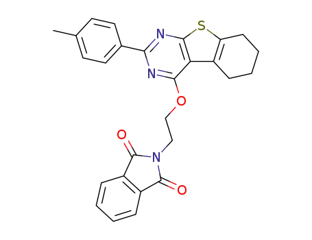 Molecular Structure of 70250-27-0 (<i>N</i>-[2-(2-<i>p</i>-tolyl-5,6,7,8-tetrahydro-benzo[4,5]thieno[2,3-<i>d</i>]pyrimidin-4-yloxy)-ethyl]-phthalimide)
