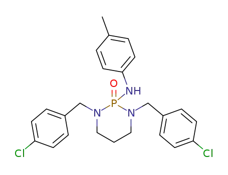 Molecular Structure of 1177-65-7 (1,3-bis(4-chlorobenzyl)-N-(4-methylphenyl)-1,3,2-diazaphosphinan-2-amine 2-oxide)