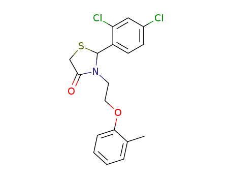Molecular Structure of 68250-97-5 (2-(2,4-dichloro-phenyl)-3-(2-<i>o</i>-tolyloxy-ethyl)-thiazolidin-4-one)