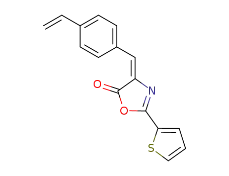 Molecular Structure of 72978-97-3 (2-thiophen-2-yl-4-((<i>E</i>)-4-vinyl-benzylidene)-4<i>H</i>-oxazol-5-one)