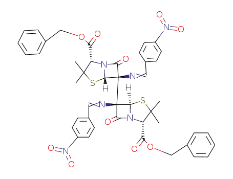 (5<i>R</i>,5'<i>R</i>)-3,3,3',3'-tetramethyl-6,6'-bis-(4-nitro-benzylideneamino)-7,7'-dioxo-(5<i>r</i><i>H</i>,6<i>t</i><i>H</i>,5'<i>r</i>'<i>H</i>,6'<i>t</i>'<i>H</i>)-[6,6']bi[4-thia-1-aza-bicyclo[3.2.0]heptyl]-2<i>c</i>,2'<i>c</i>'-dicarboxylic acid dibenzyl ester
