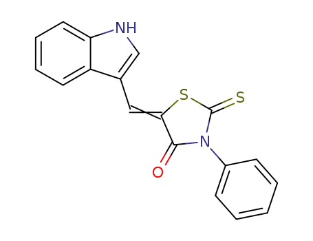 Molecular Structure of 93656-20-3 (5-(1H-indol-3-ylmethylene)-3-phenyl-2-thioxo-1,3-thiazolidin-4-one)