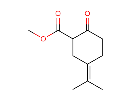 Molecular Structure of 16981-93-4 (methyl 2-oxo-5-(propan-2-ylidene)cyclohexanecarboxylate)